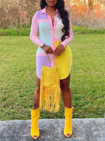 Beautiedoll Colorblock Shirt Dress