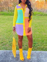 Beautiedoll Colorblock Shirt Dress