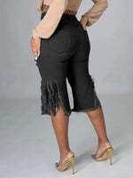 Ripped Fringe Capri Jeans