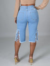 Beautiedoll Ripped Fringe Capri Jeans