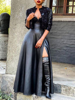Beautiedoll Slit Faux-Leather Skirt