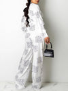 Printed Shirt & Wide-Leg Pants Set