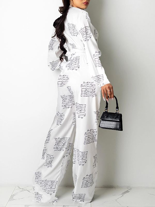Printed Shirt & Wide-Leg Pants Set