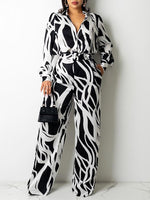 Printed Shirt & Wide-Leg Pants Set