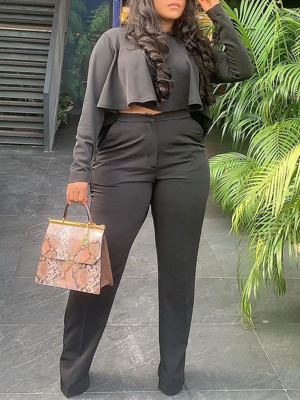 Beautiedoll Solid High-Low Top & Pants Set