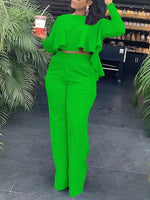 Beautiedoll Solid High-Low Top & Pants Set