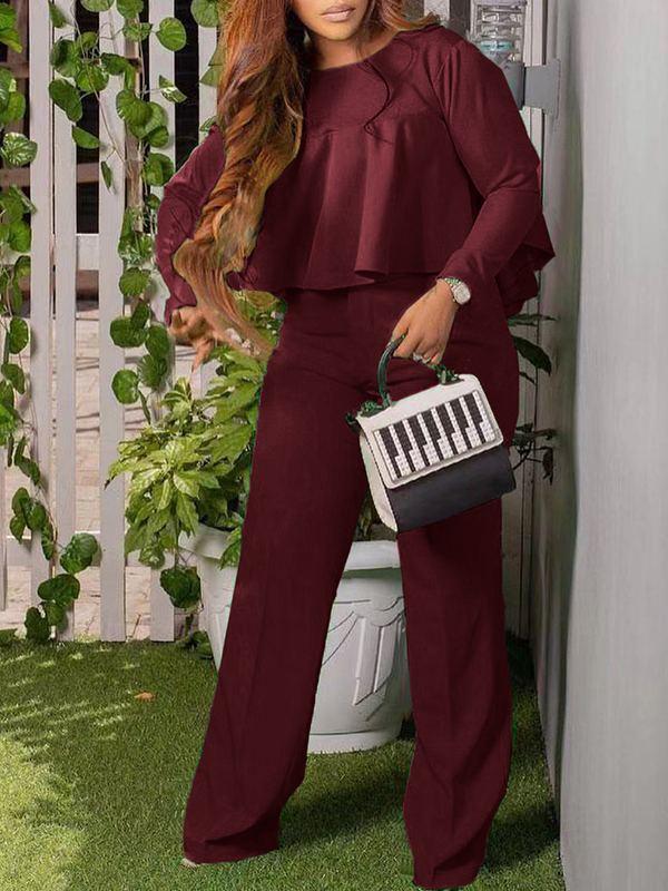 Beautiedoll Solid High-Low Top & Pants Set