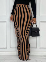 Beautiedoll Fringe Combo Stripe Skirt