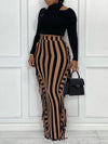 Beautiedoll Fringe Combo Stripe Skirt