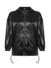 Beautiedoll Zip-Front Faux-Leather Hoodie