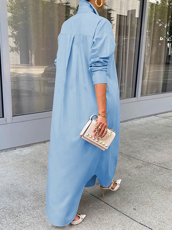 Solid Slit Shirt Dress