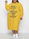 Plus Size Slogan Side-Slit Hoodie Dress