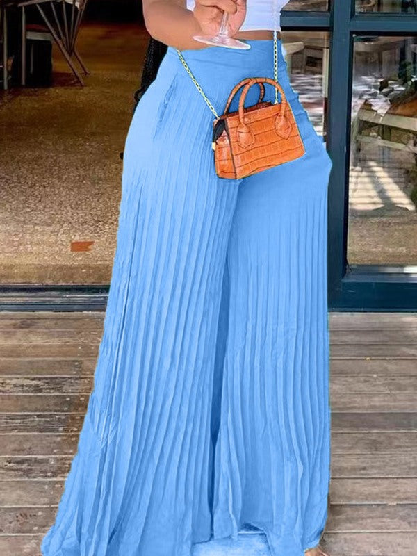 Beautiedoll Solid Pleated Wide-Leg Pants