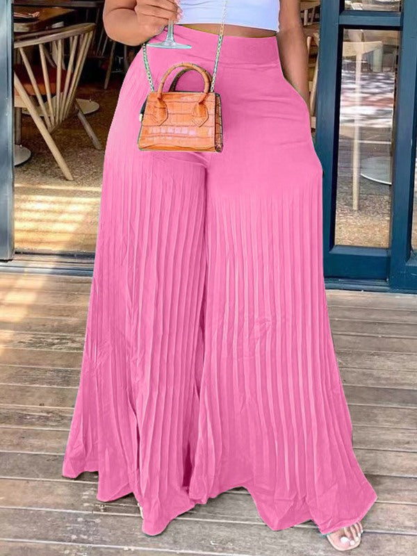 Beautiedoll Solid Pleated Wide-Leg Pants