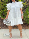 Puff-Sleeve Ruffle Dress