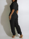 Button-Front Drawstring Jumpsuit