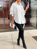 Solid High-Low Slit Shirt
