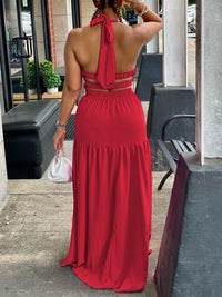 Beautiedoll Halter Elastic-Waist Maxi Dress