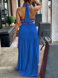 Beautiedoll Halter Elastic-Waist Maxi Dress
