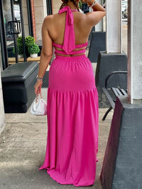 Beautiedoll Halter Elastic-Waist Maxi Dress