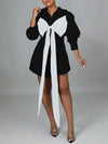 Two-Tone Tied Shirt Dress