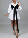 Two-Tone Tied Shirt Dress
