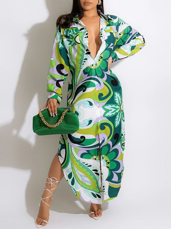 Beautiedoll Printed Shirt Dress