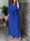 V-Neck Drawstring Slit Dress