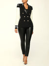 Beautiedoll Faux Leather Combo Blazer