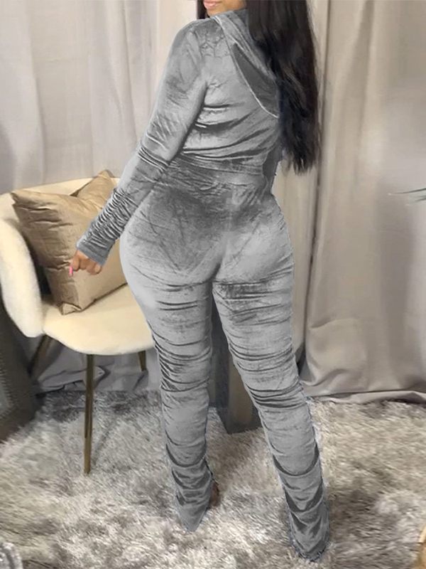 Velvet Ruched Hoodie & Pants Set