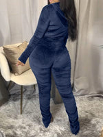 Velvet Ruched Hoodie & Pants Set
