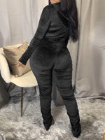 Velvet Ruched Hoodie & Pants Set