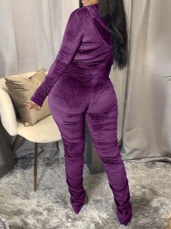 Velvet Ruched Hoodie & Pants Set