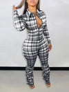 Beautiedoll Plaid Ruched Leg Jumpsuit