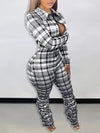 Beautiedoll Plaid Ruched Leg Jumpsuit