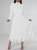 Beautiedoll Puff-Sleeve Top & Pleated Skirt Set