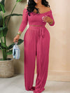 Off-Shoulder Tee & Tied Pants Set