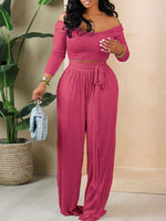 Off-Shoulder Tee & Tied Pants Set