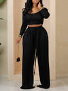Off-Shoulder Tee & Tied Pants Set