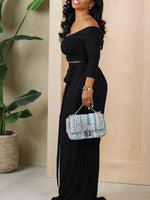 Off-Shoulder Tee & Tied Pants Set