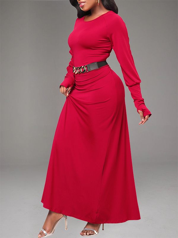 Solid Round-Neck Maxi Dress