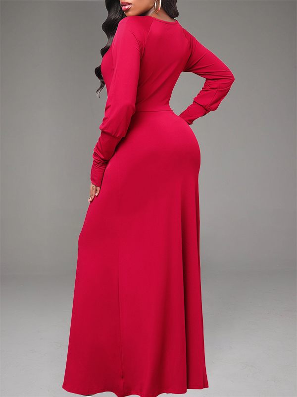 Solid Round-Neck Maxi Dress
