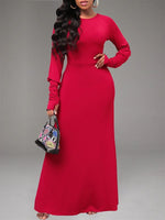 Solid Round-Neck Maxi Dress