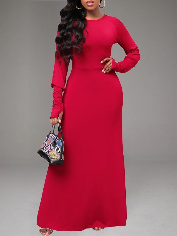 Solid Round-Neck Maxi Dress