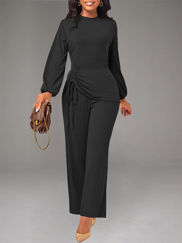 Solid Drawstring Jumpsuit