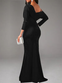 Boat-Neck Ruched Maxi Dress