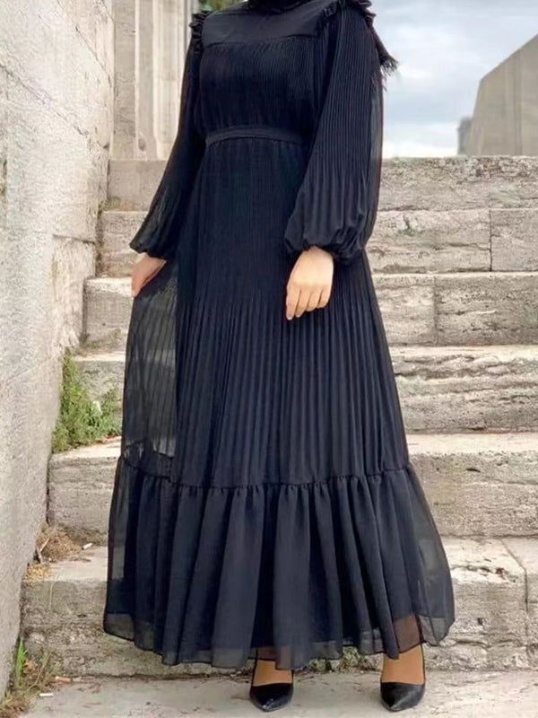 Beautiedoll Solid Ruffle Pleated Dress