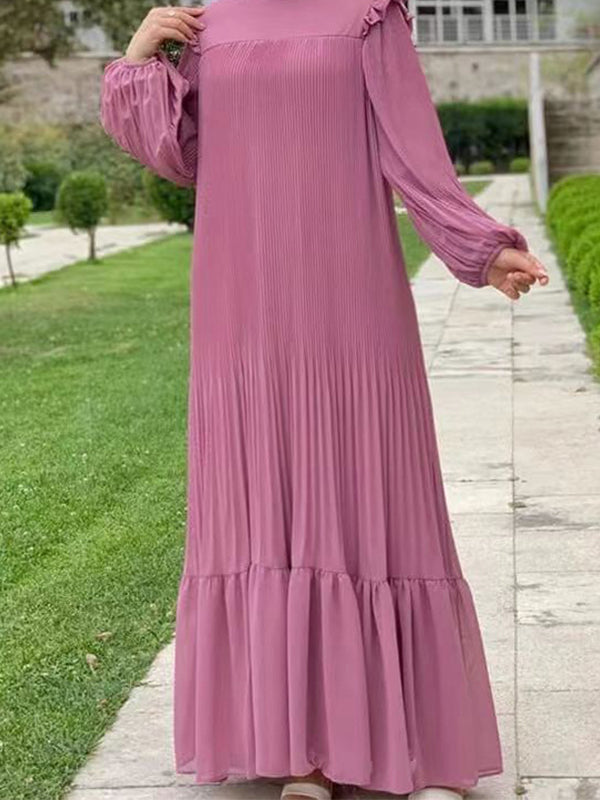 Beautiedoll Solid Ruffle Pleated Dress