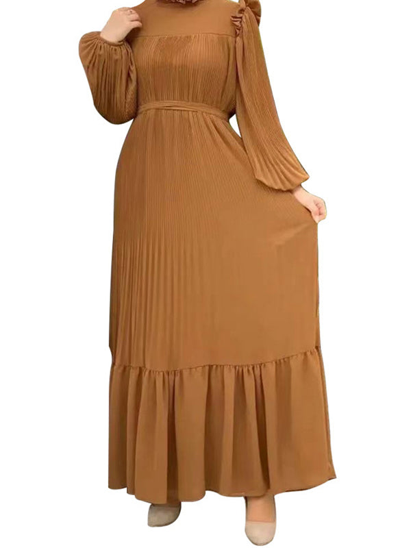 Beautiedoll Solid Ruffle Pleated Dress