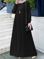 Solid Pleated Maxi Dress